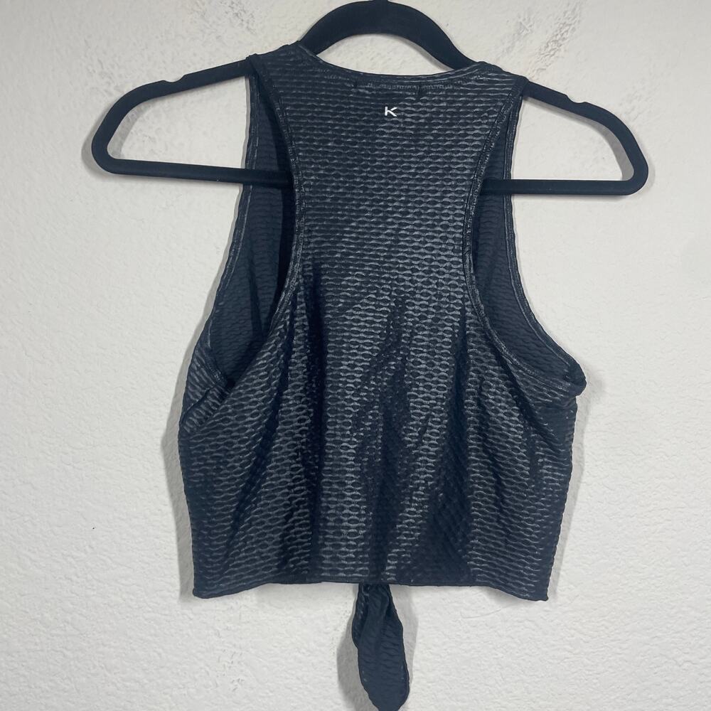 Koral XS Mayra Front Tie Netz Muscle Tank Top Shirt Black Geometric Sleeveless - Picture 6 of 7